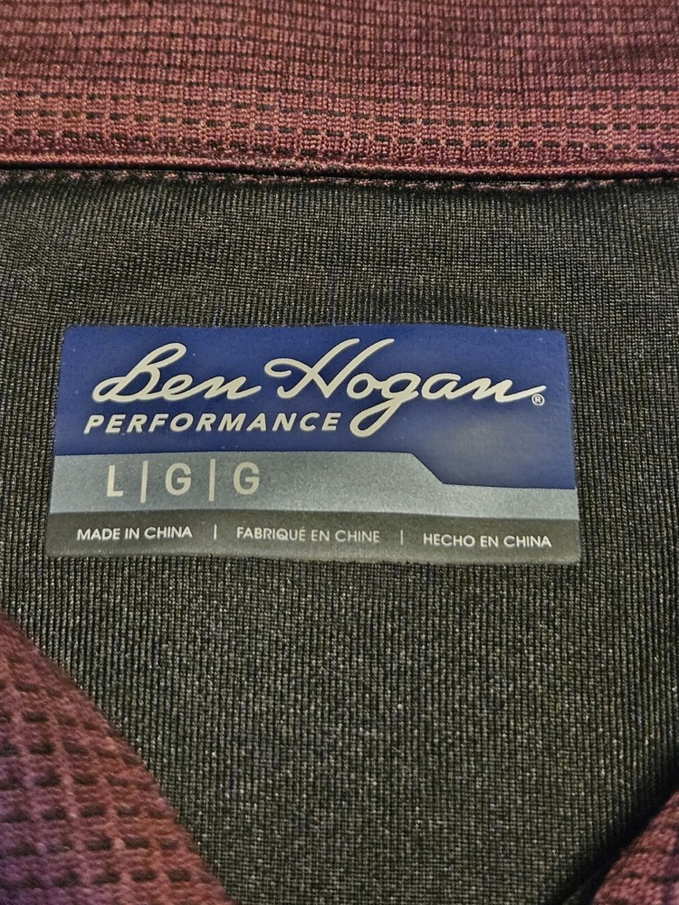 Ben Hogan Performance L Plum Pullover Jacket Mid Sleeve Golf Quarter Zip