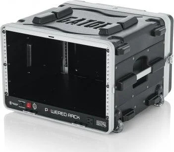 Gator 6U Audio Rack; Powered Rolling