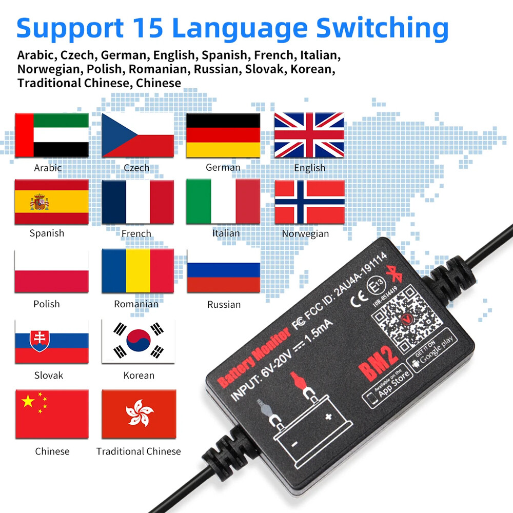 Battery Tester Bluetooth Analyzer 12V Voltage Test Diagnostic Tool For Samsung