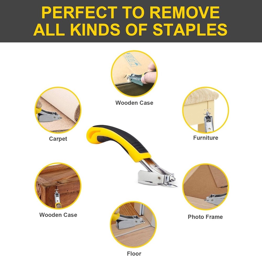 Furniture Staple Remover Tool Heavy Duty Flat Staple Puller w/ Ergonomic Handle