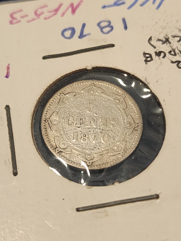 1870 Newfoundland 5 Cents Silver Coin