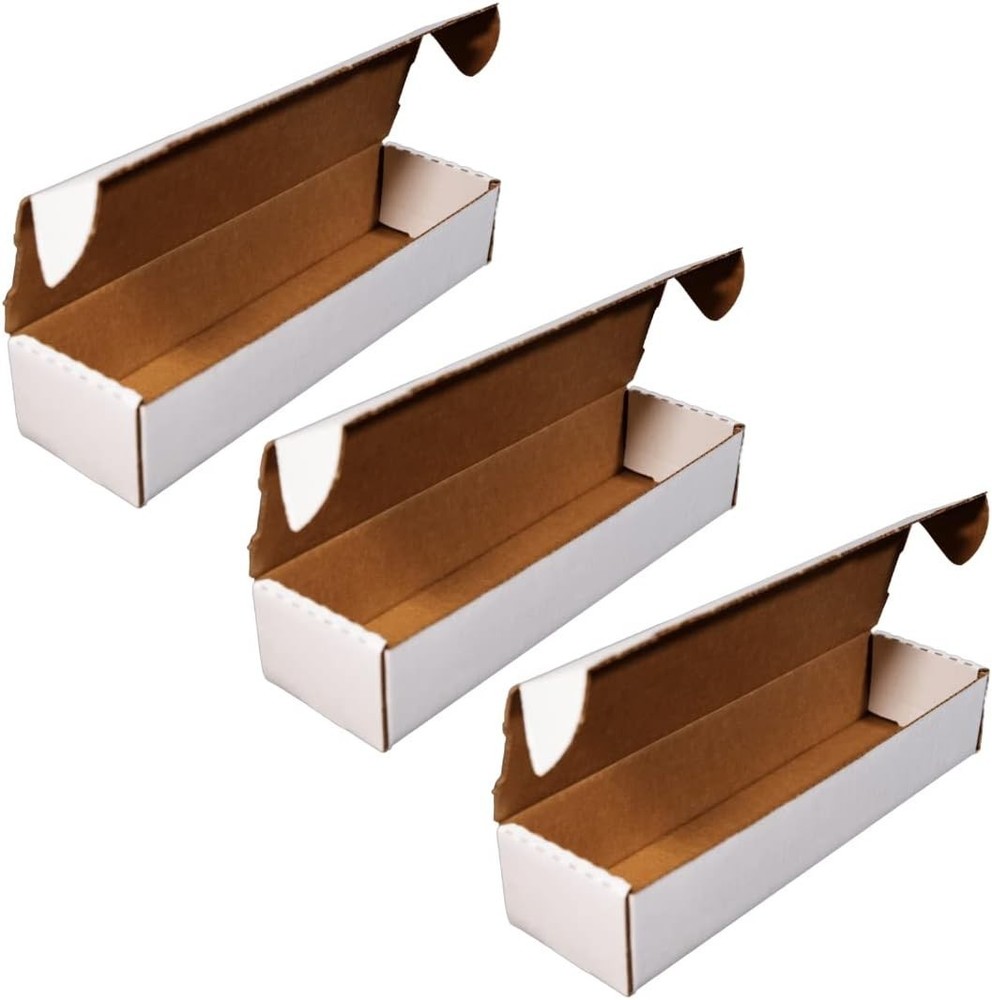 Elegant White 3-Pack Trading Card Storage Boxes - Effortless Assembly & Stacking