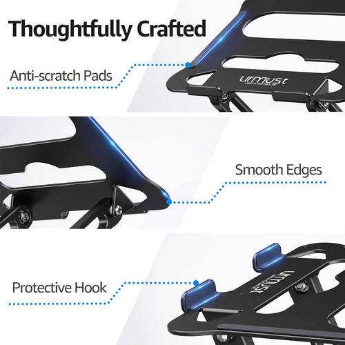 Urmust Laptop Notebook Stand Holder Adjustable Portable A-Black