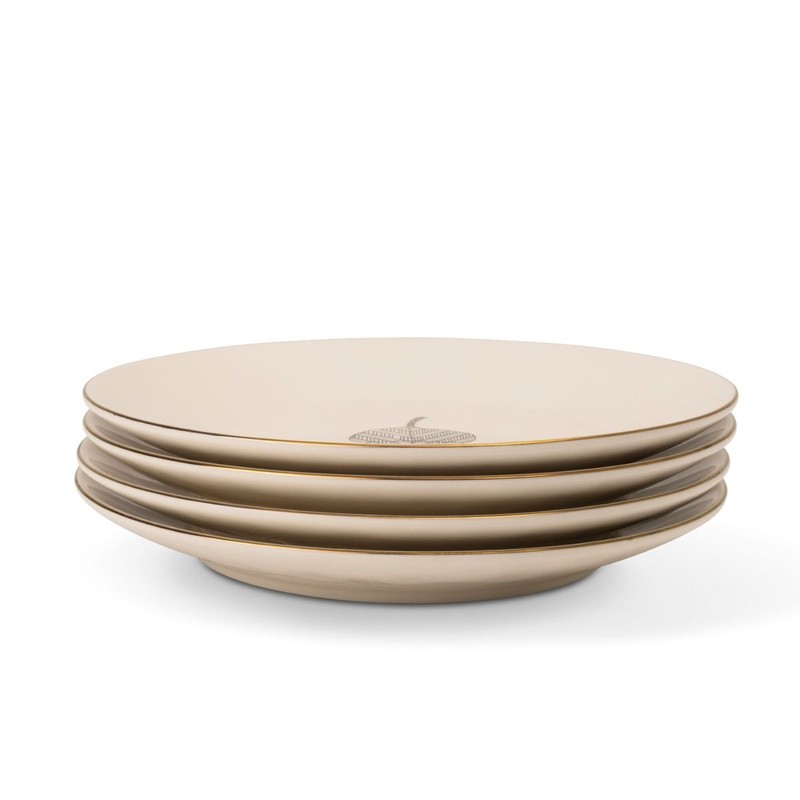 4 Pack Stoneware Dinner Plates Autumn Pattern Microwave Dishwasher Safe Durable