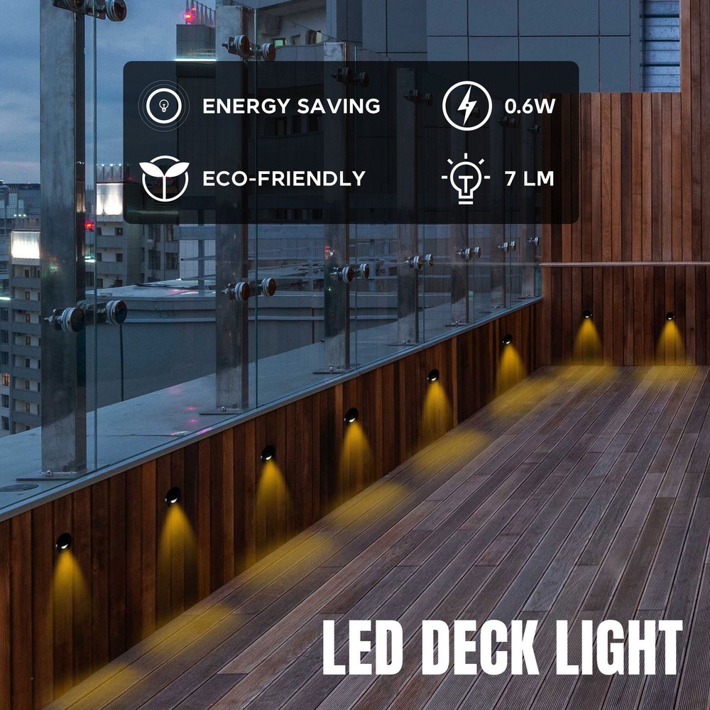 Yescom 12V LED Warm White Deck Stair Light Lamp Waterproof Pathway 20 Pack