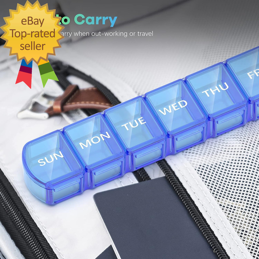 Extra Large Pill Organizer 2 Pack XL Pill Box 7 Day Weekly Pill Case