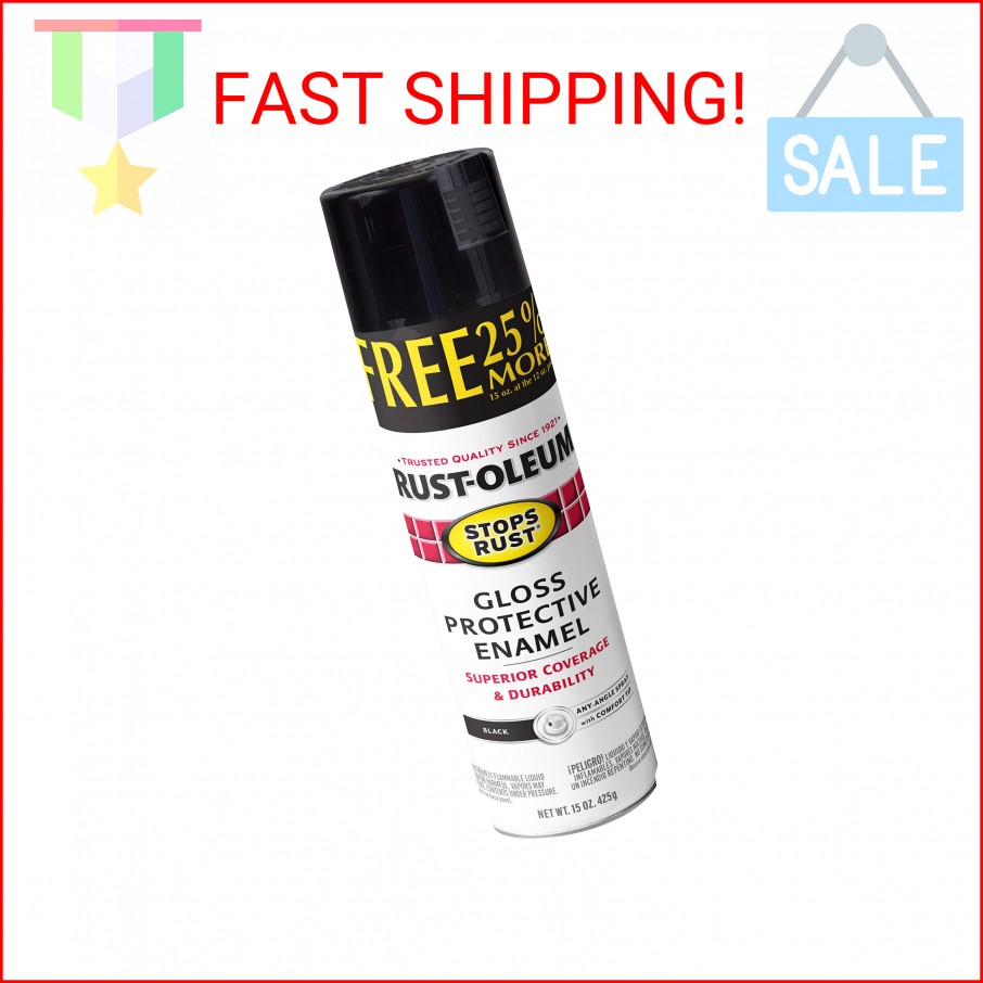 RUST-OLEUM 254146 Stops Rust 16-Ounce Gloss Black Spray Paint