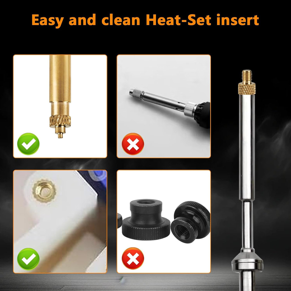 7 Heat Set Insert Tips & 1 Soldering Iron Adapter, Brass Heat-Set Insert Tips...