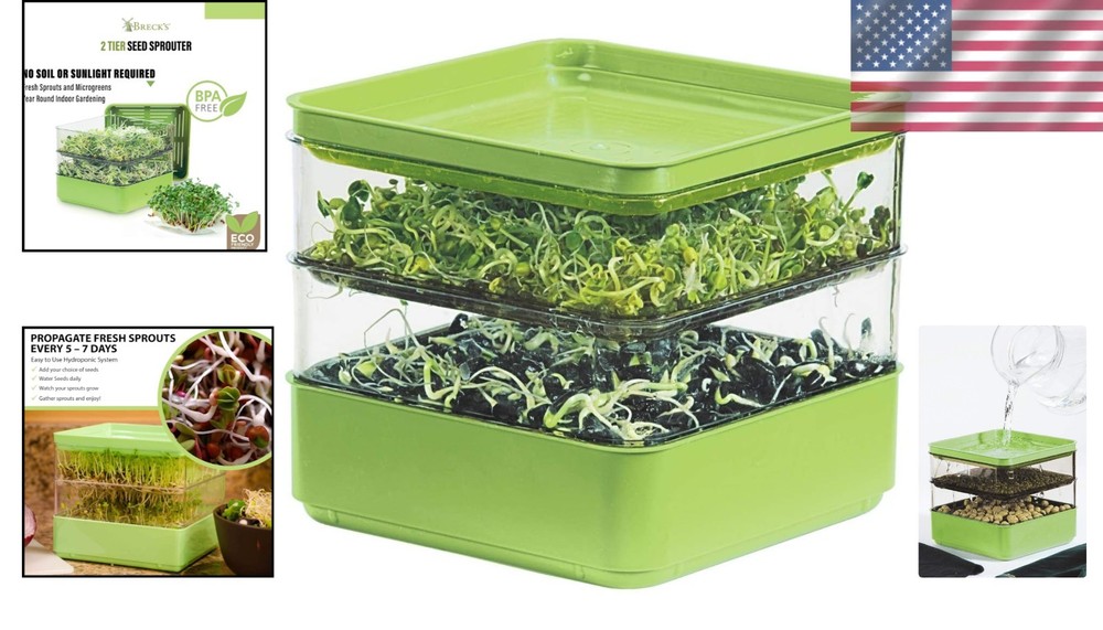 Chic Indoor Seed Sprouting Kit - Vented Two-Tier Grow Trays for Quick Growth