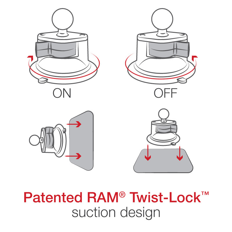 RAM? Twist-Lock? Suction Cup Mount with Universal Action Camera Adapter