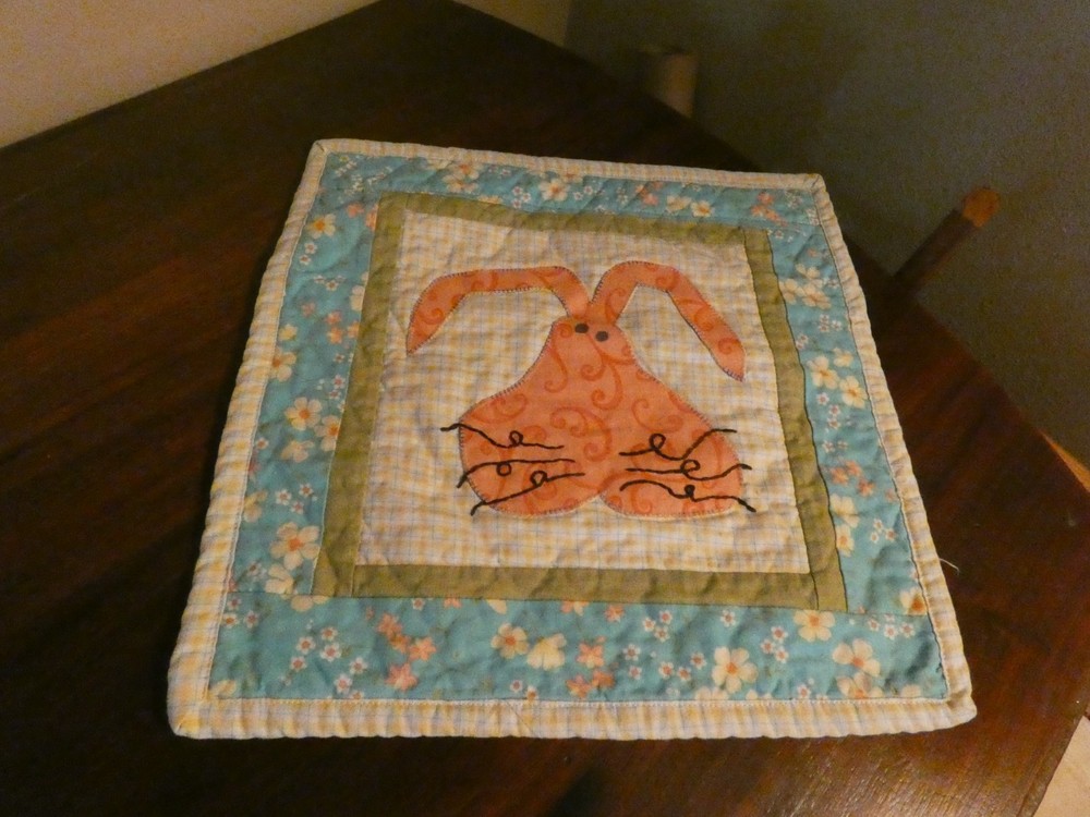 Bunny Applique Handmade Small Quilt Panel