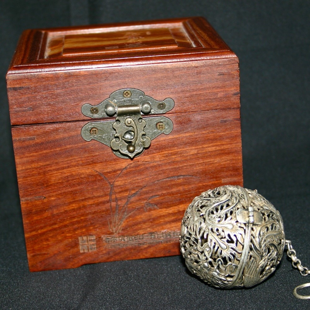 Vintage Copper work dragon, phoenix, openwork Hanging incense burner