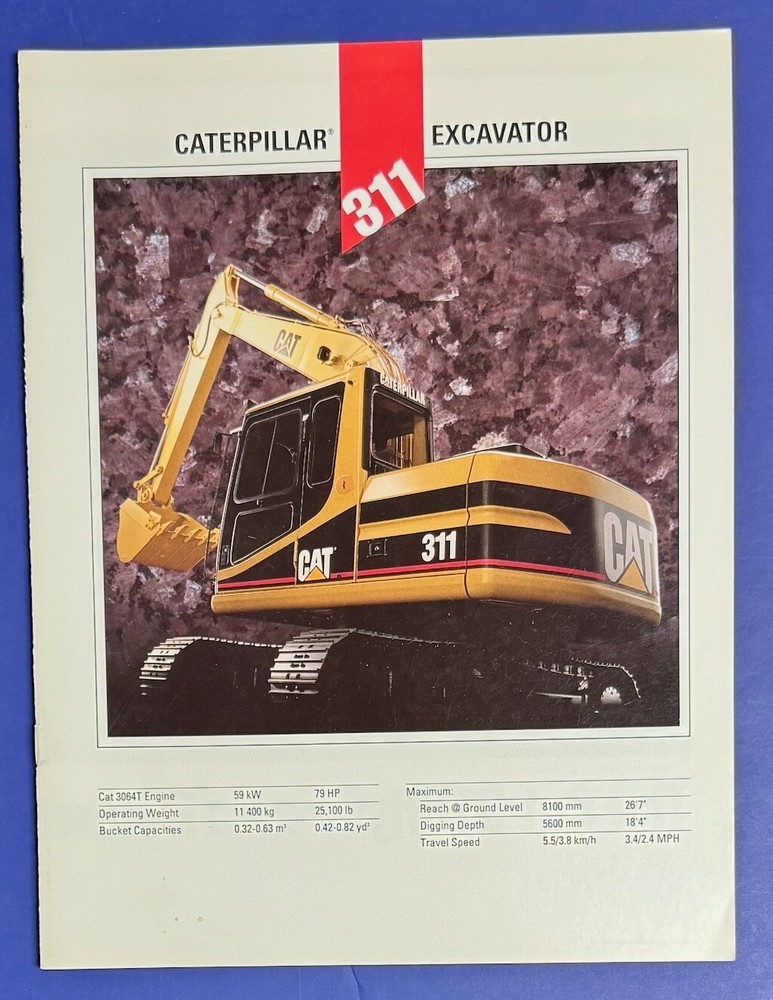 CATERPILLAR BROCHURE 311 Excavator 1993