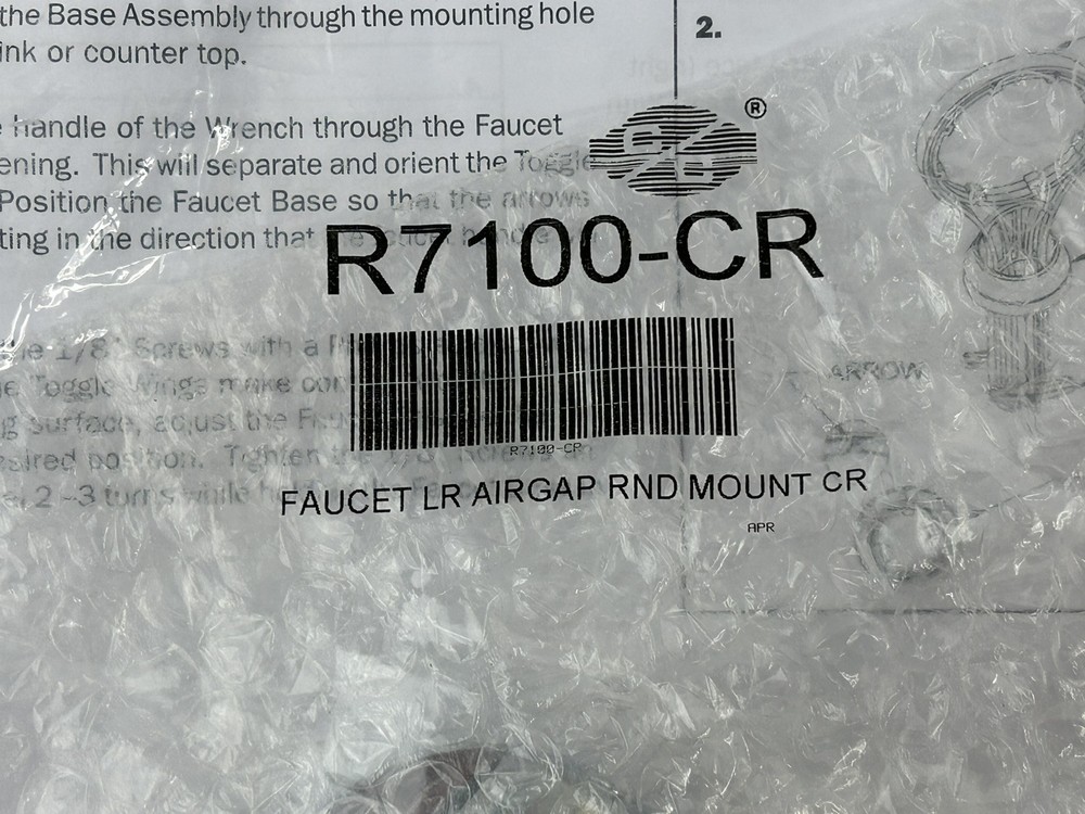 R7100-CR Long Reach Chrome Reverse Osmosis Faucet LR Air Gap Round Mount