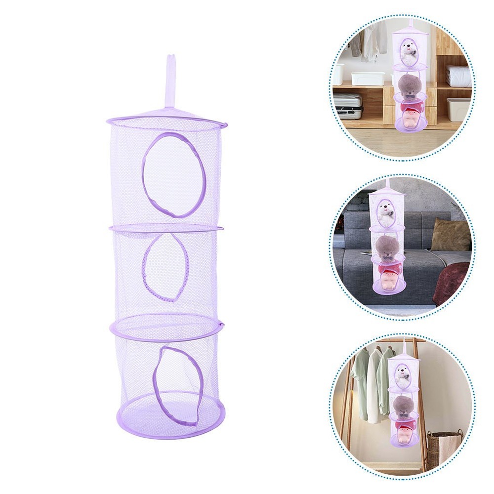 2 Pcs Foldable Mesh Hammock Hanging Net Stuffed Animal Storage Holder