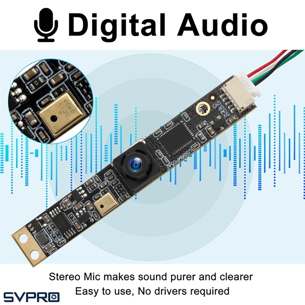 8MP USB Camera Module with Microphone Wide Angle Computer Camera Fixed Focus ...