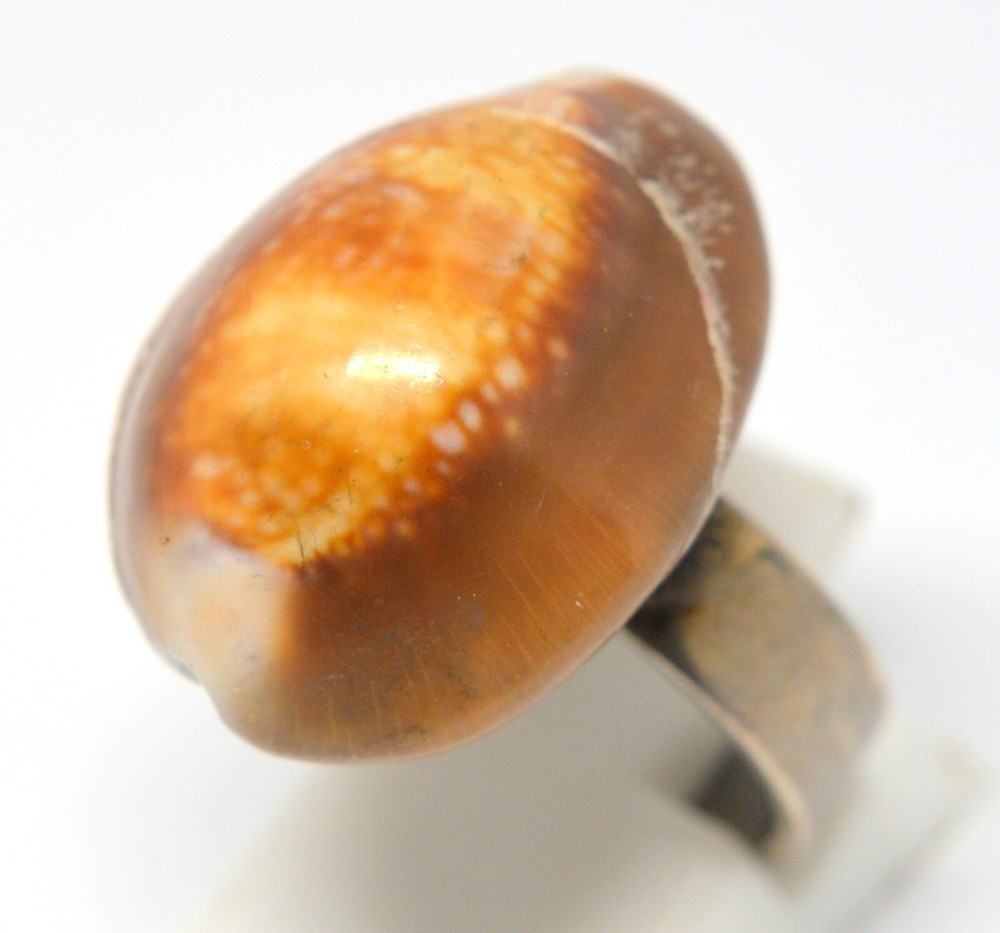 ARTISAN 900 SILVER HEAVY RING WITH COWRIE SHELL