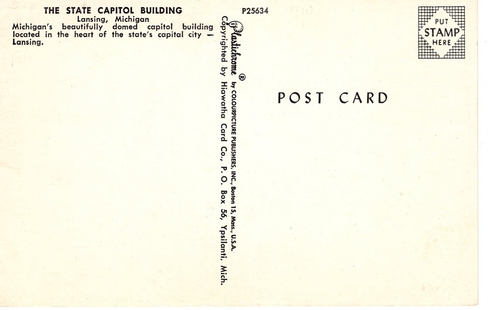 THE STATE CAPITOL BUILDING, LANSING, MI - PC7101