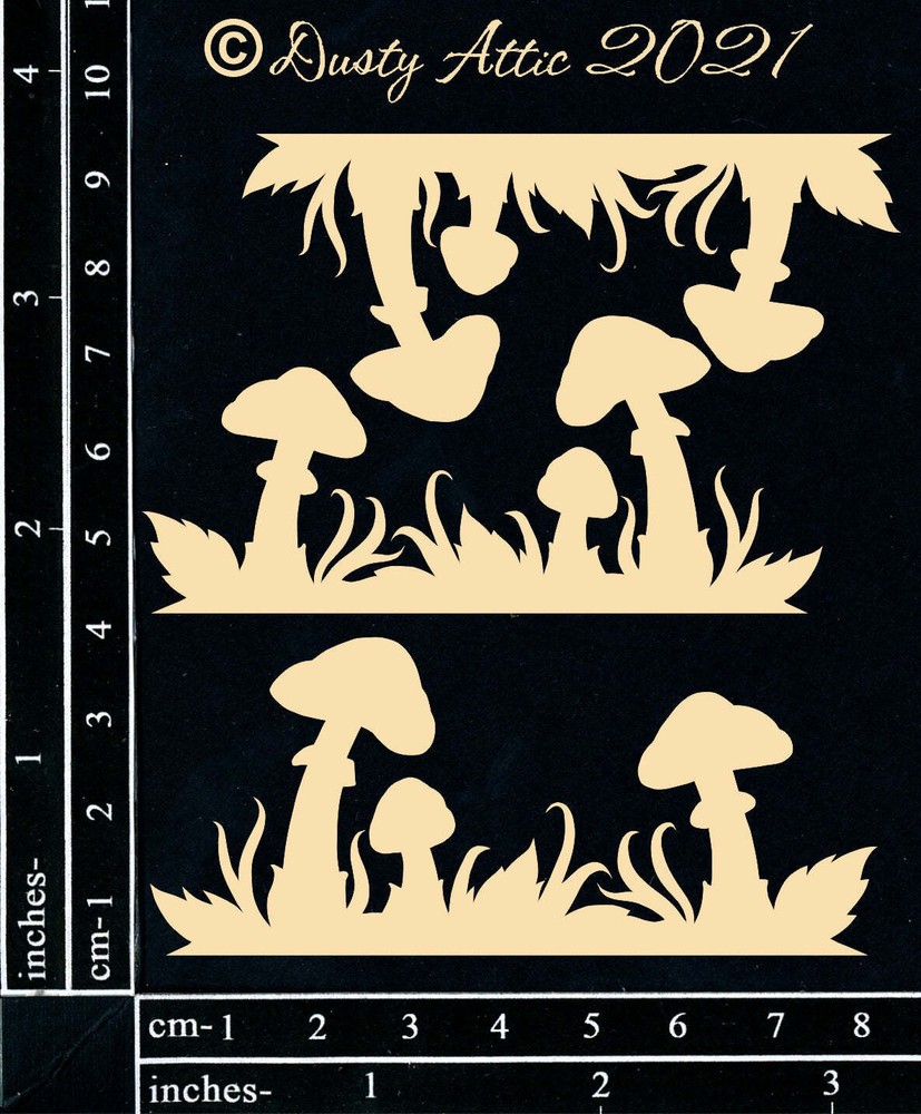 Dusty Attic Chipboard 3x4 - Mini Toadstool Border, DA2960