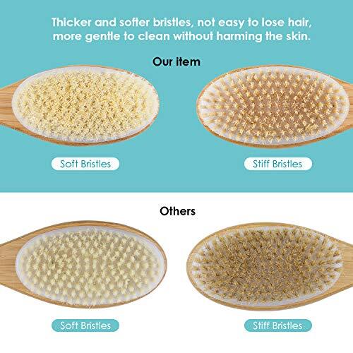 Cepillo corporal de cerdas de baño con mango largo de madera