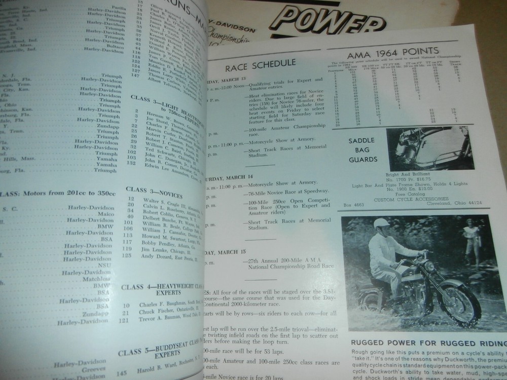1964 Daytona Motorcycle Classics Races Program