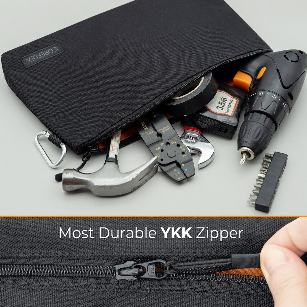 Coreflex 6 Pack Tool Pouch Zipper Bag, Small Tool Bag, Multipurpose Storage, Blk
