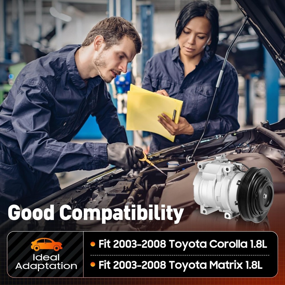 AC Compressor Fits 2003-2008 Corolla Matrix 1.8L Replace CO 27000C