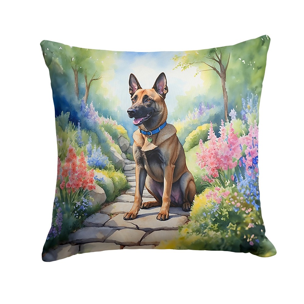 Belgian Malinois Spring Garden Path Throw Pillow