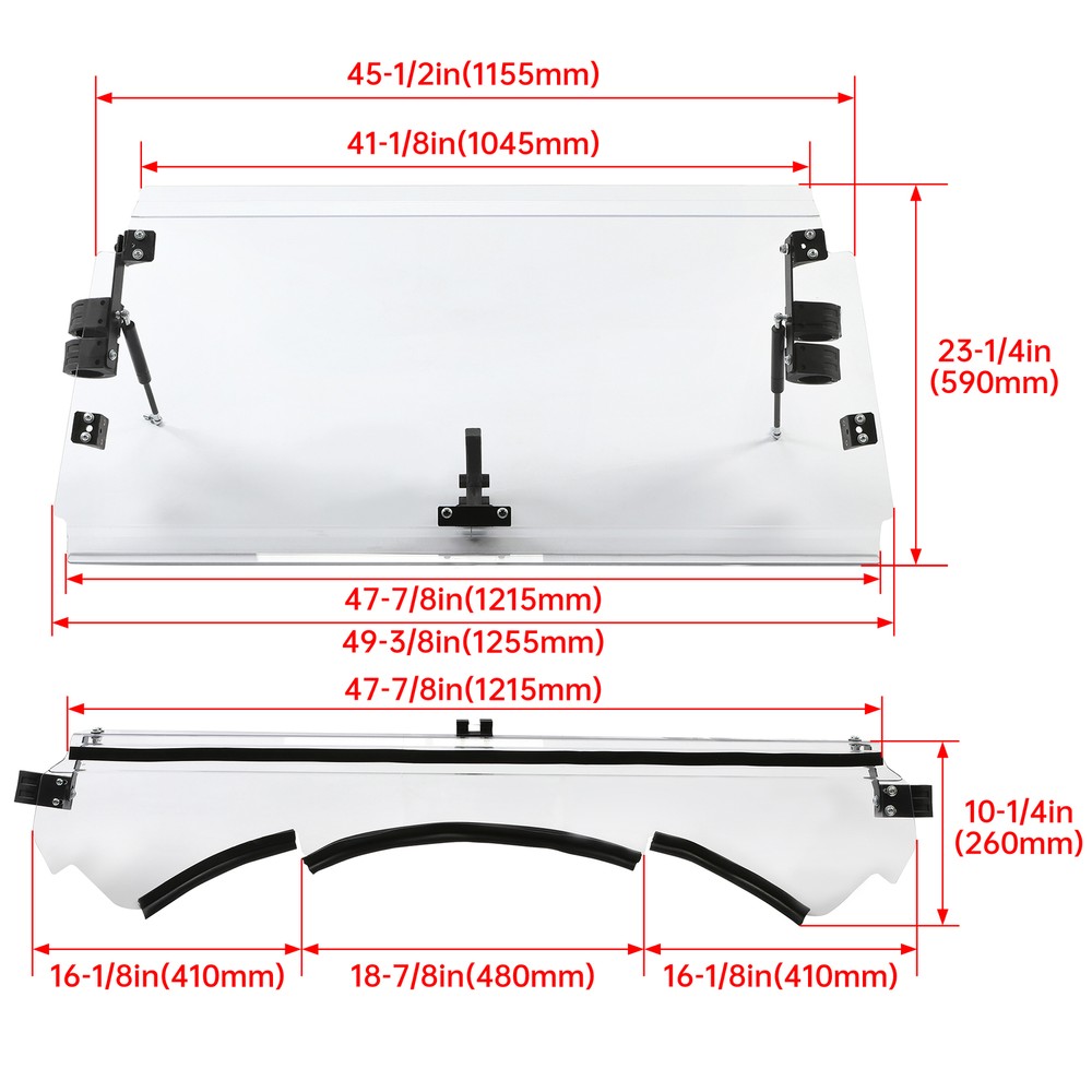 Clear Flip Windshield For 2013-2018 Can-Am Maverick 2014-2017 Max Turbo
