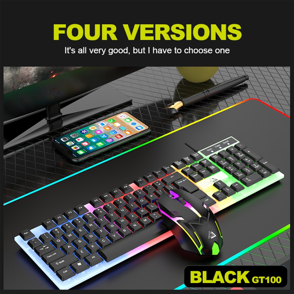 Wired Gaming Keyboard and Mouse Combo Mechanical Backlit for Computer Laptop PC