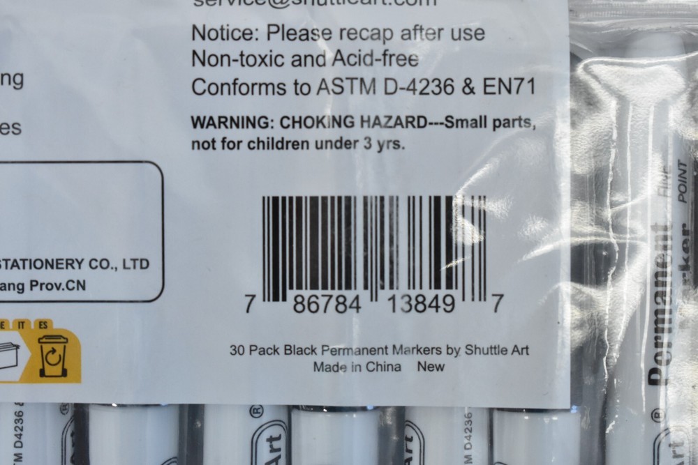 Shuttle Art Permanent Markers Set 30 Pack Black Fine Point Versatile BPM30