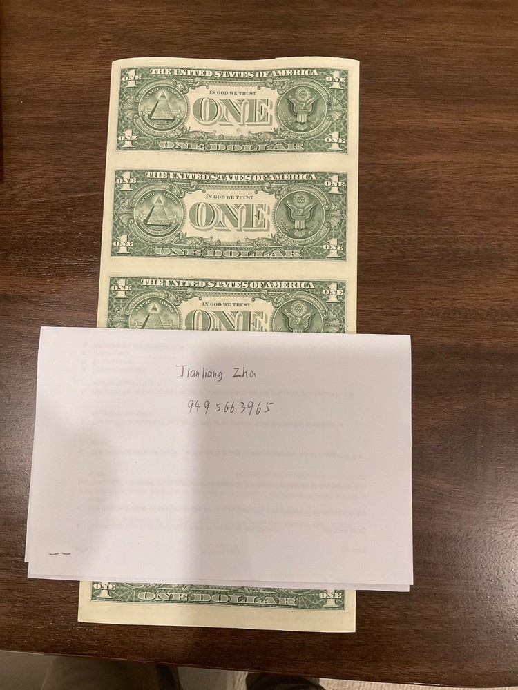 uncut 1 Dollar 5 Note Sheet 2021