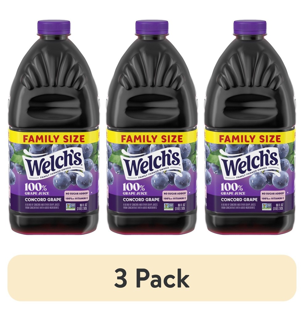 Welch's 100% Grape Juice Concord Grape 96 fl oz Bottle (3 Pack) 3 Pack