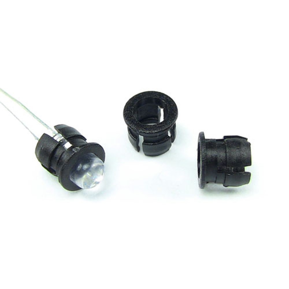 20 x 5mm LED Bezel Holder Mount Black Through-Hole Panel Display Case