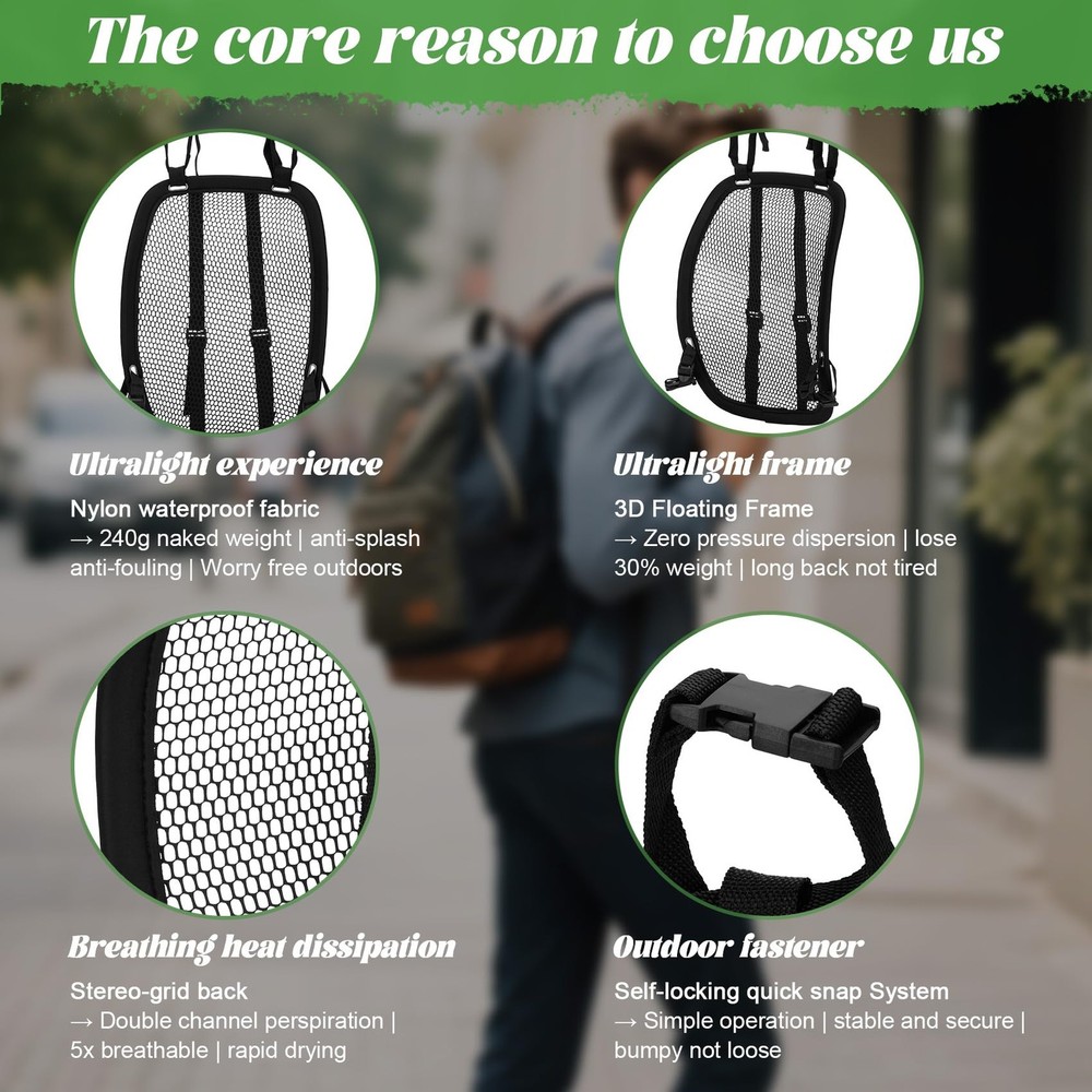 Lightweight Ventilation Backpack Spacer for Hiking, Commuting, and Biking