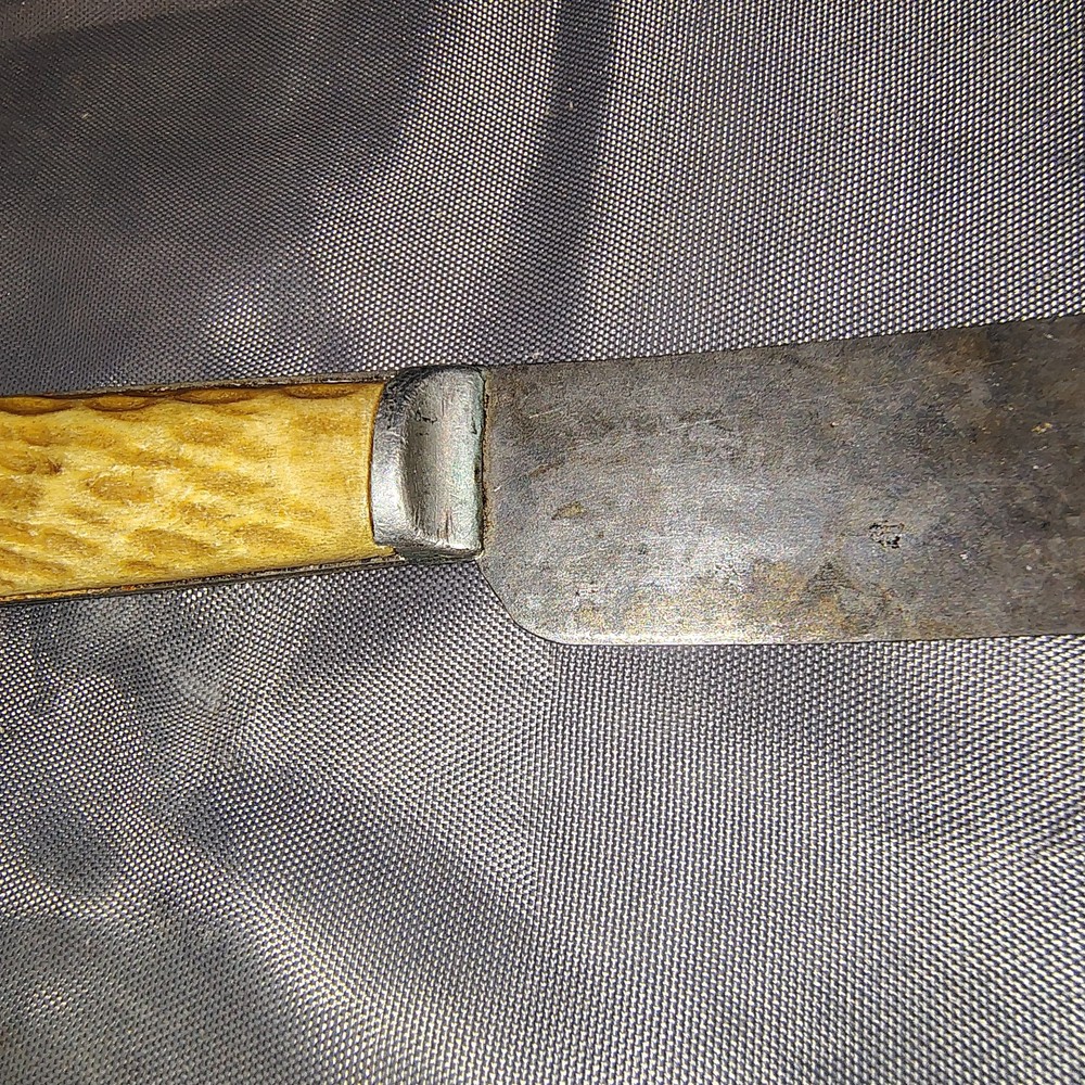 Antique Mid-Late 1800's Unmarked Bone Style Handle Knife Rounded End Very Sharp