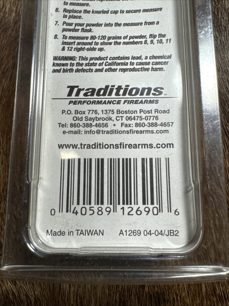 Traditions A1269 Powder Measure Muzzleloading Accessories Made in Taiwan