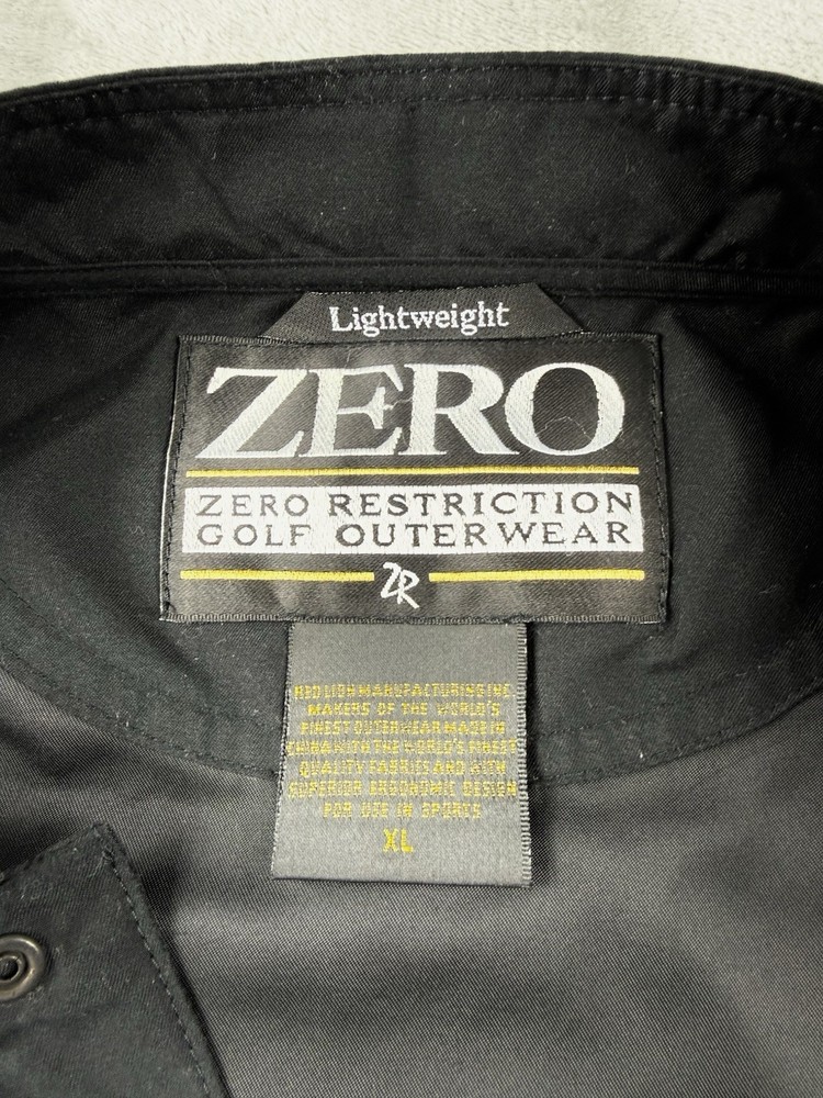 Zero Restriction Golf Pullover XL Lightweight Black Crest Logo Windshirt Y2K
