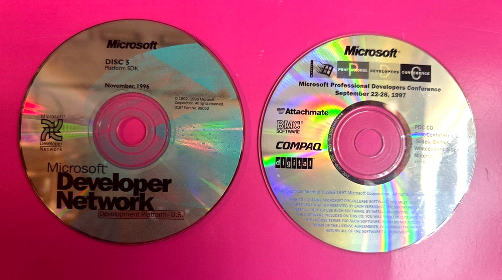 Microsoft Developer Network - Conference cd's 1996 -1997 Lot of 2