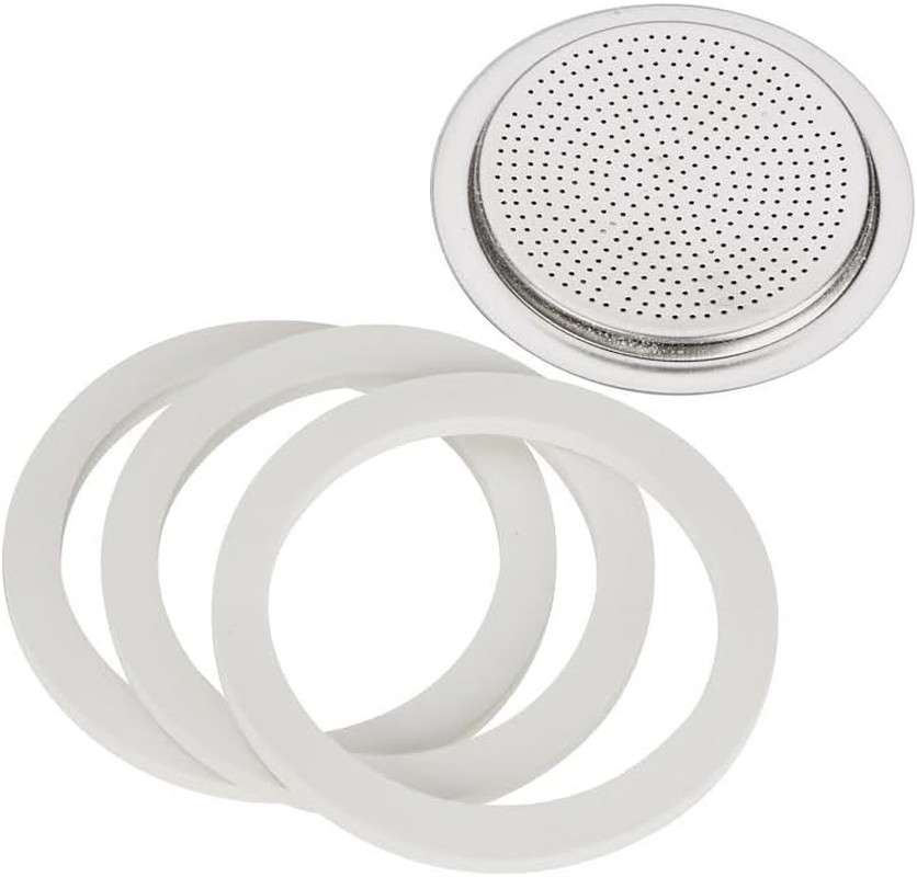 Moka Express 6 Cup Replacement Filter and 3 Gaskets , White