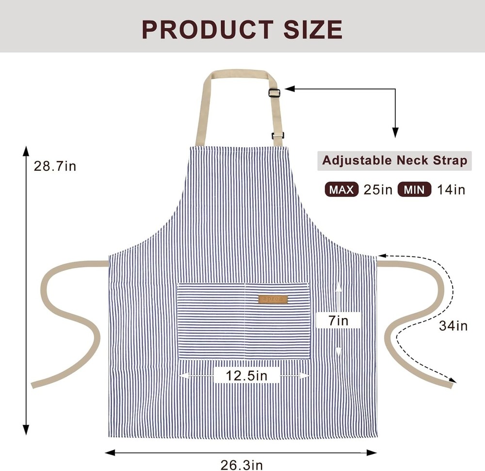 2 Pack Kitchen Cooking Aprons, Adjustable Bib Soft Chef Apron with 2 Pockets