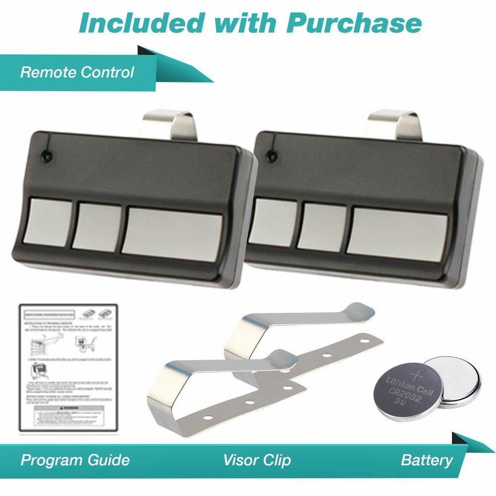 2 Garage Door Opener Remote 3btn for LiftMaster 973LM Red Orange Learn Function