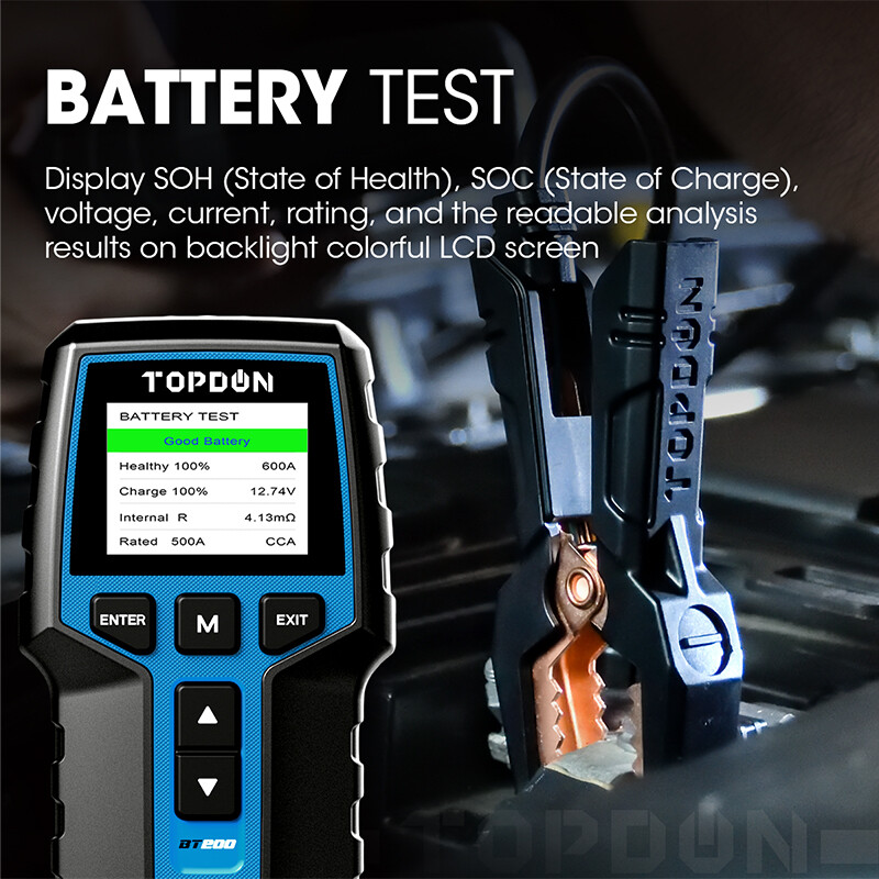 TOPDON BT200 12V Car Battery Load Tester Cranking Charging System Analyzer