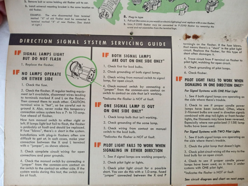 TUNG SOL Auto Lamps Flashers Servicing Guide 1940-1955 Car Trucks Specifications