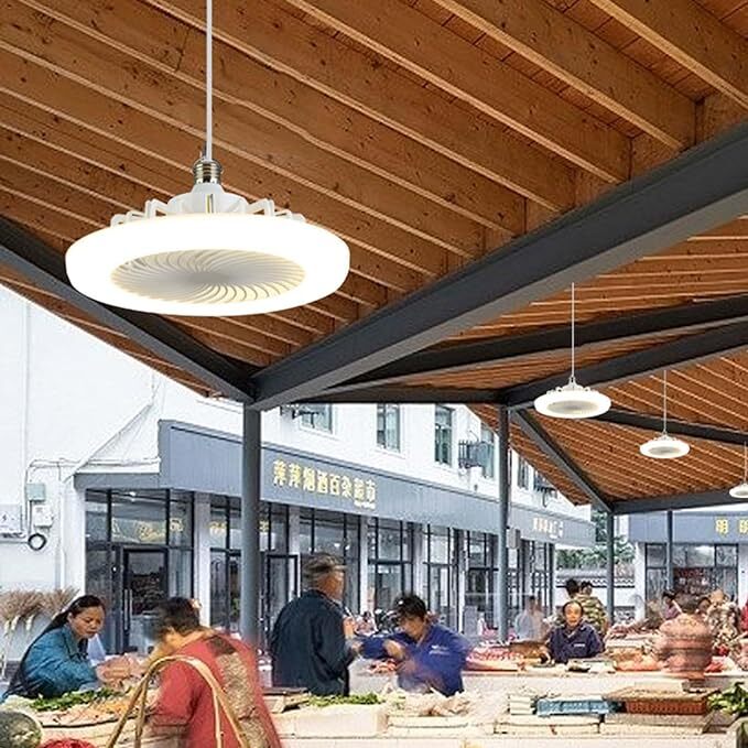 E27 Socket Light With Remote, Ceiling Fan Adjustable Smart LED Fan 3 Windshields