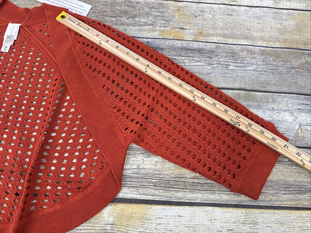 WynneLayers Mesh Shrug Womens Plus Size 2X Burnt Orange Open Front NWT