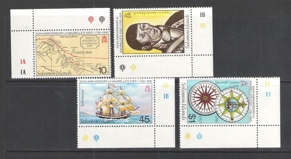1981 SOLOMON ISLANDS STAMPS Scott 439-442 { SHIP COMPASS } MINT NEVER HINGED
