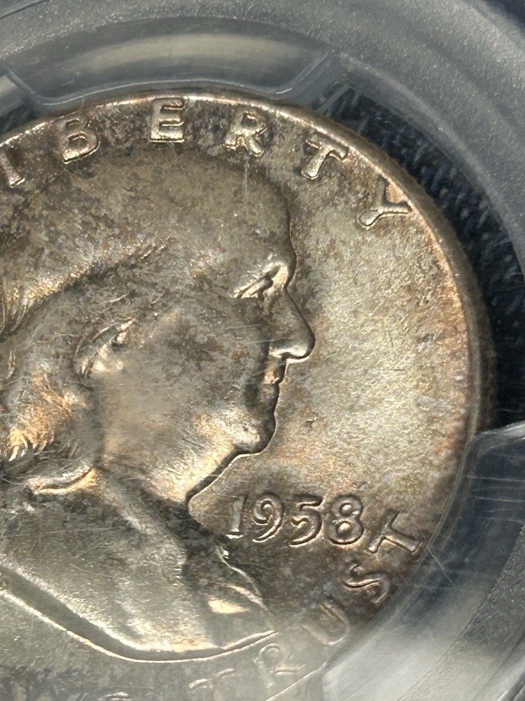 1958 FRANKLIN HALF DOLLAR PCGS CAC MS65 Tones