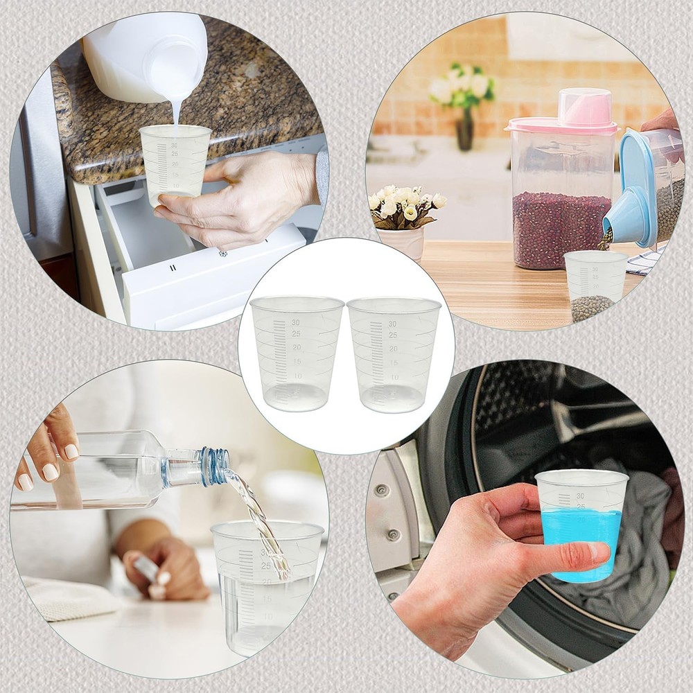 100 Pack 1oz/30ml Plastic Graduated Cups Transparent Scale