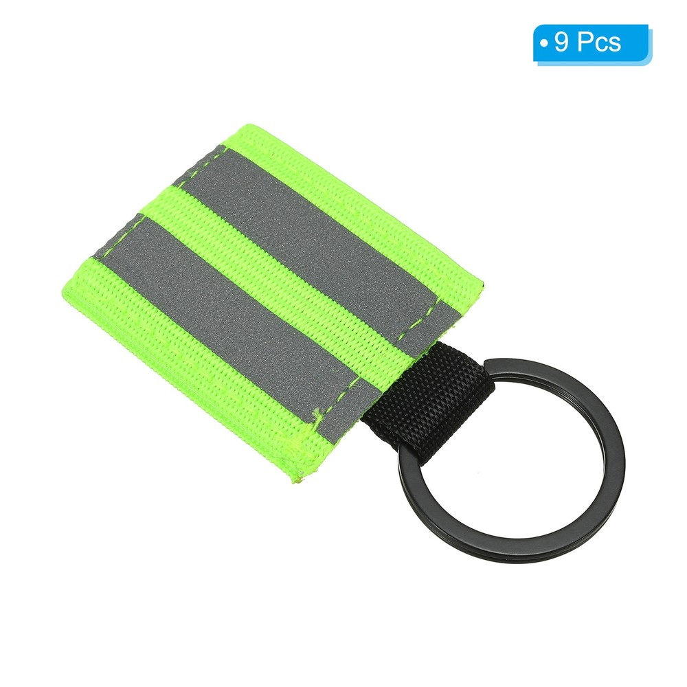 9 Pcs Reflective Keychain Tags, Reflective Zipper Pull, Green